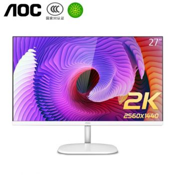 AOC Q27V3/WS 27英寸电脑显示器2K高清IPS广视角75Hz低蓝光不闪屏家用办公设计游戏 白色